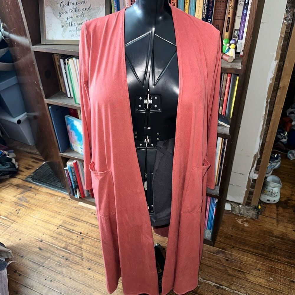 Lularoe pink suede S lagenlook Sarah cozy sweater coat